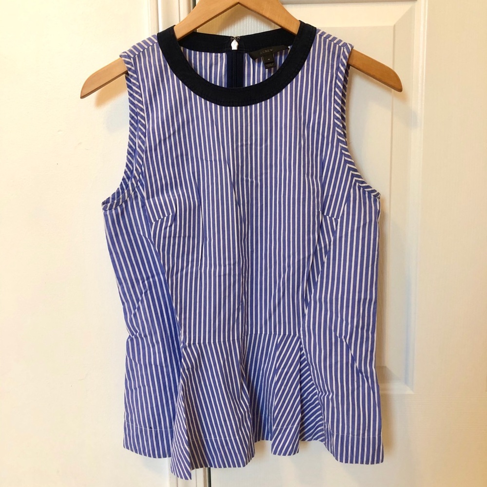 J. Crew Navy Blue / White Striped Sleeveless Top